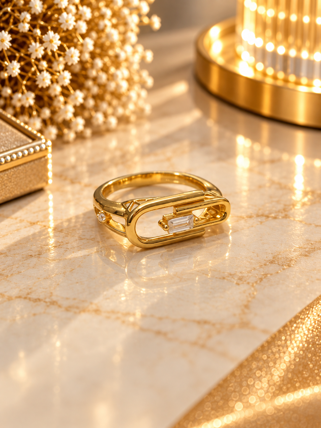 PURE SILVER GOLD PLATED RING SIZE 5 GP105
