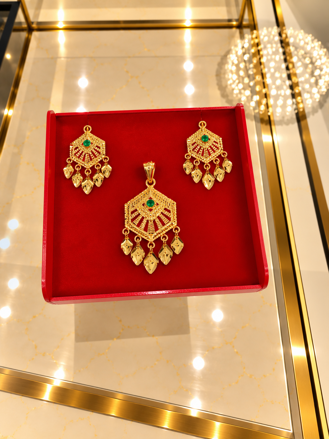 PURE SILVER GOLD PLATED PENDANT SET GP213