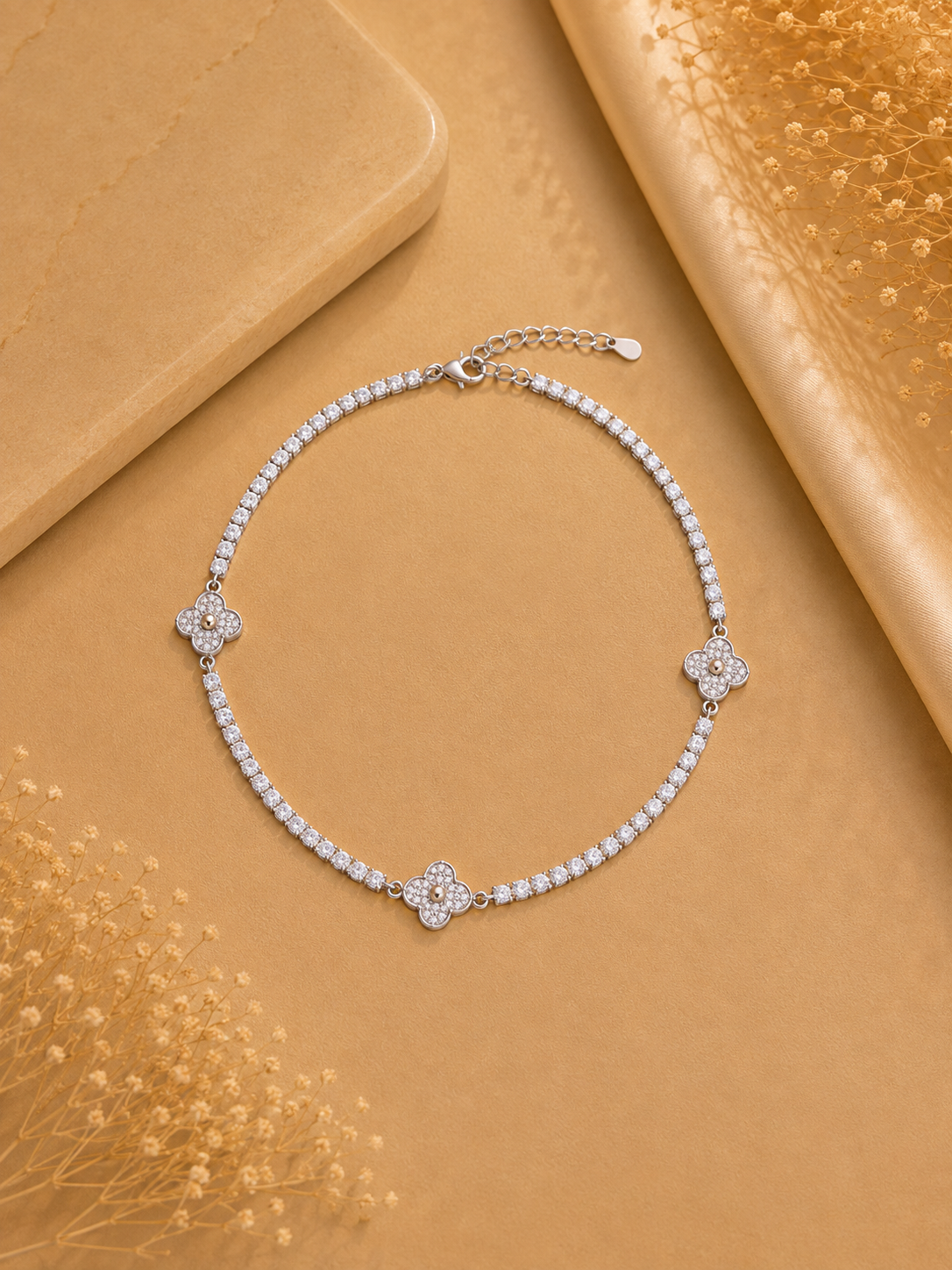 925 SILVER VANCLEEF TENNIS ANKLET IA090