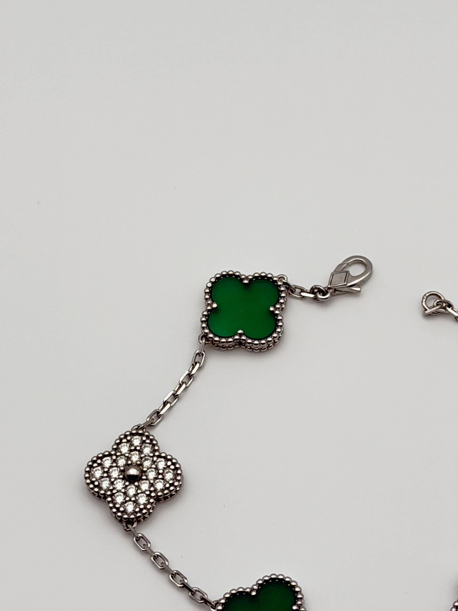 SILVER MOISSANITE CLOVER BRACELET 5881