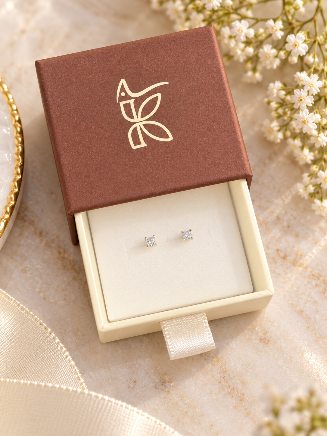 925 SILVER SQUARE CRYSTAL EARSTUDS GE704