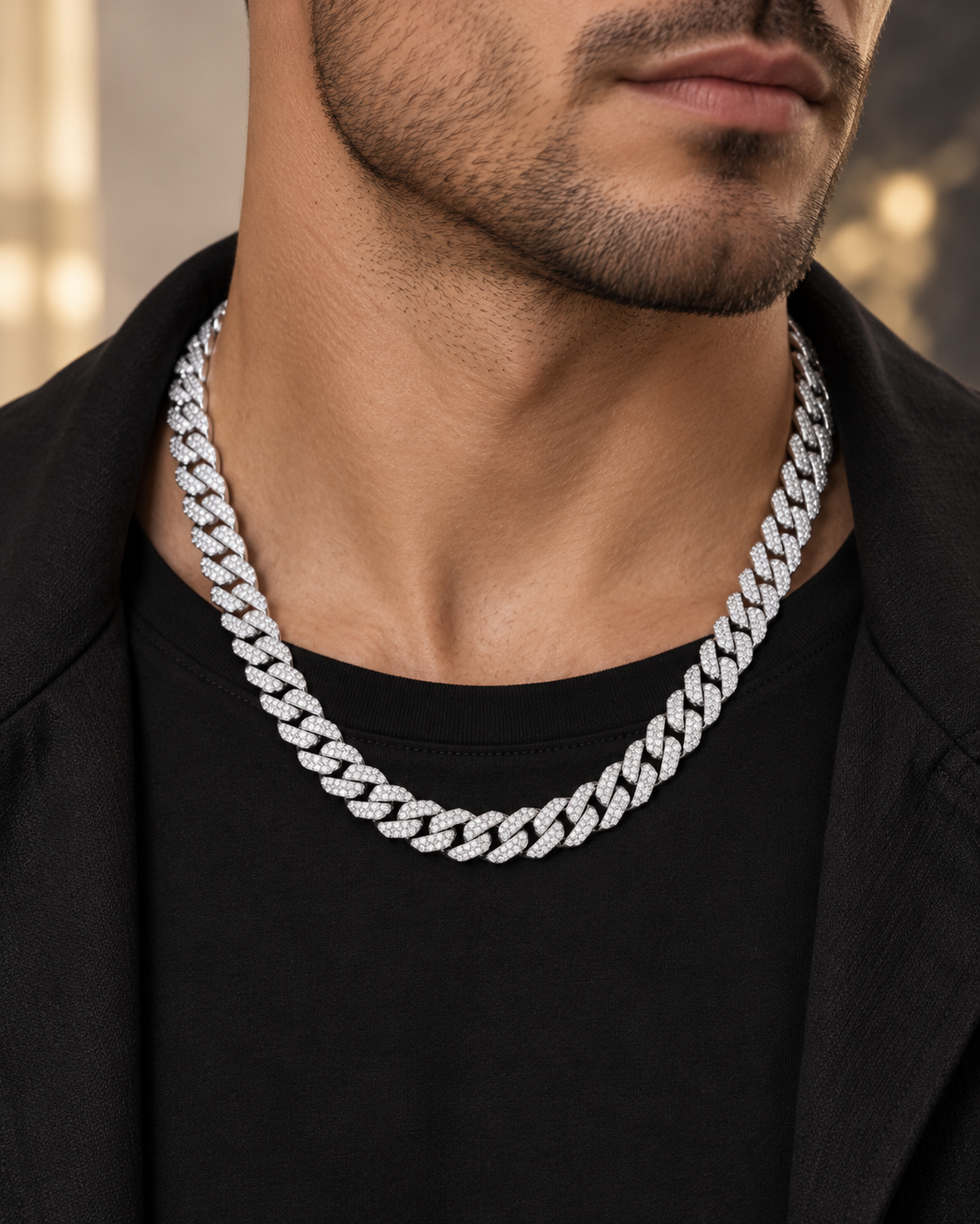 925 SILVER ICED OUT CHAIN IB011