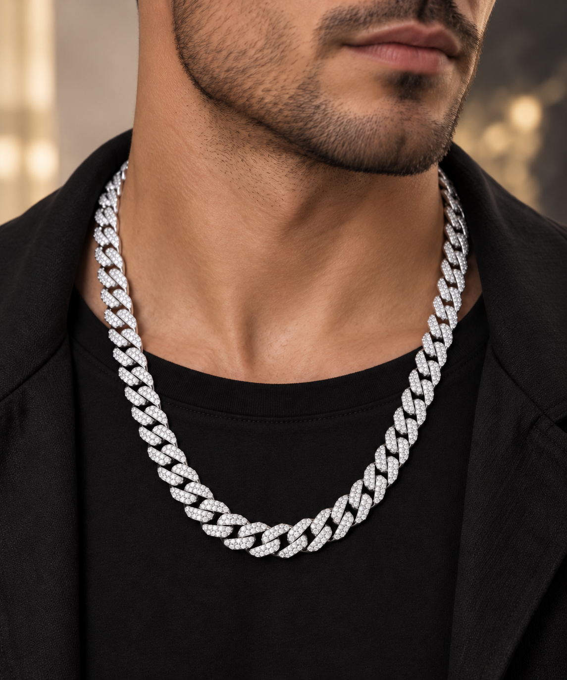 925 SILVER ICED OUT CHAIN IB002