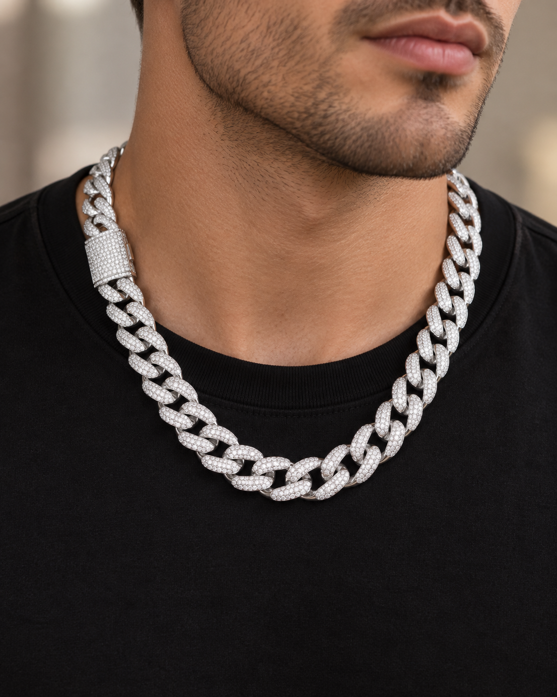 925 SILVER ICED OUT CHAIN IB003