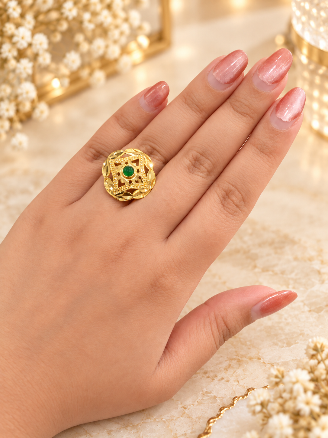 PURE SILVER GOLD PLATED RING SIZE 6 GP024