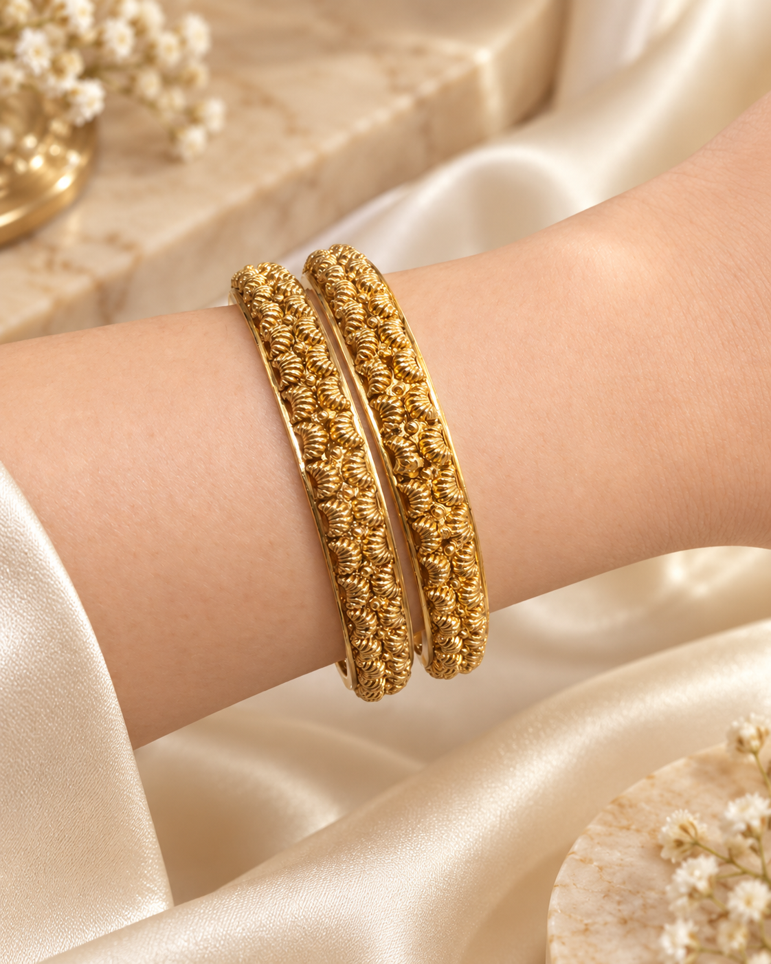 PURE SILVER GOLD PLATED BANGLES SIZE 2.3 GP098