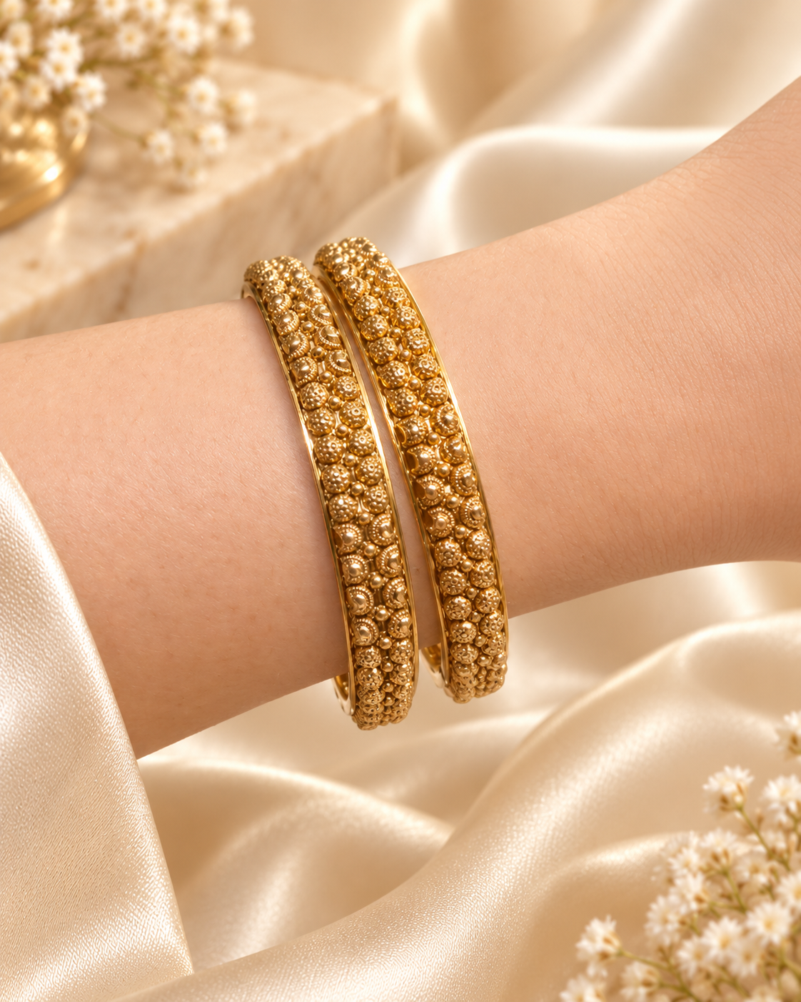 PURE SILVER GOLD PLATED BANGLE SIZE 2.3 GP096