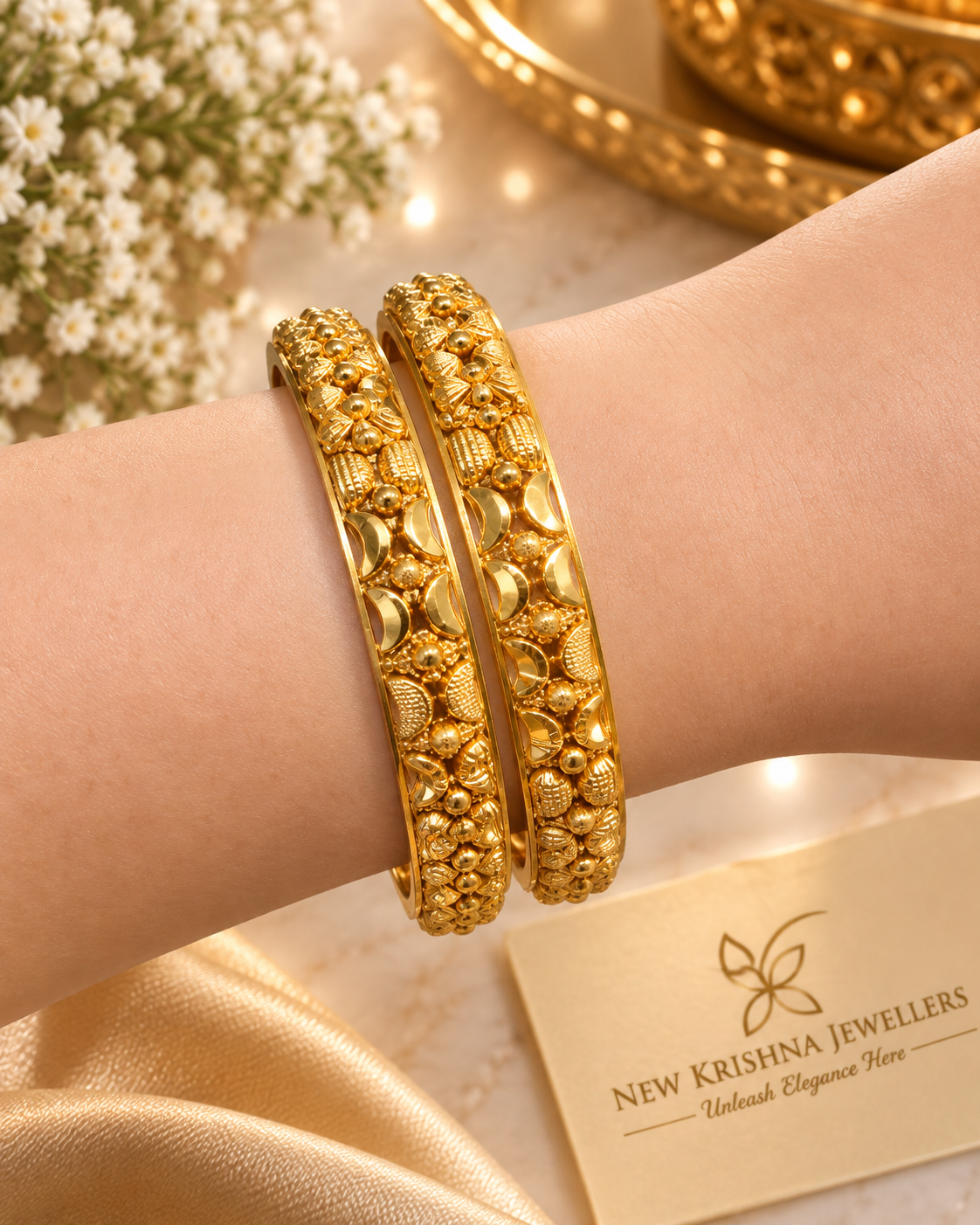 PURE SILVER GOLD PLATED BANGLES SIZE 2.3 GP100
