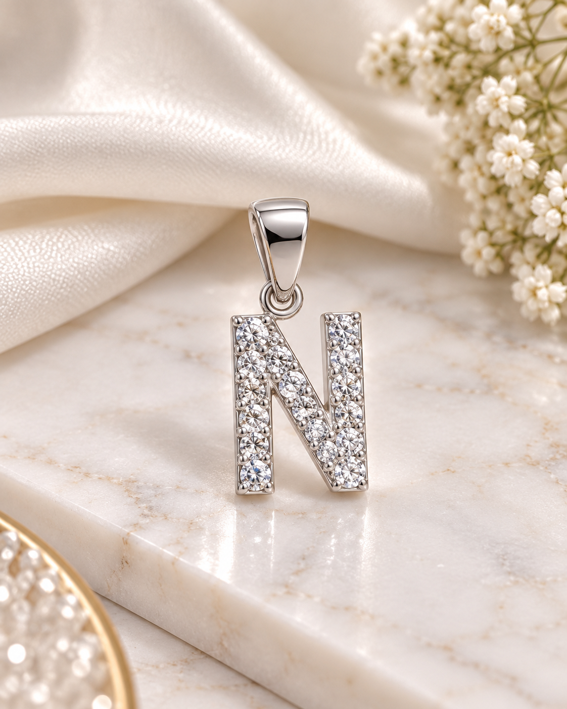 925 SILVER ALPHABET N PENDANT SP056