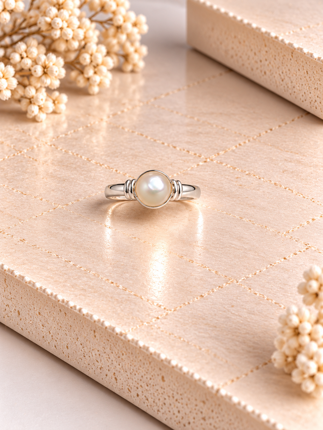 PURE SILVER PEARL RING SIZE 2 PR011