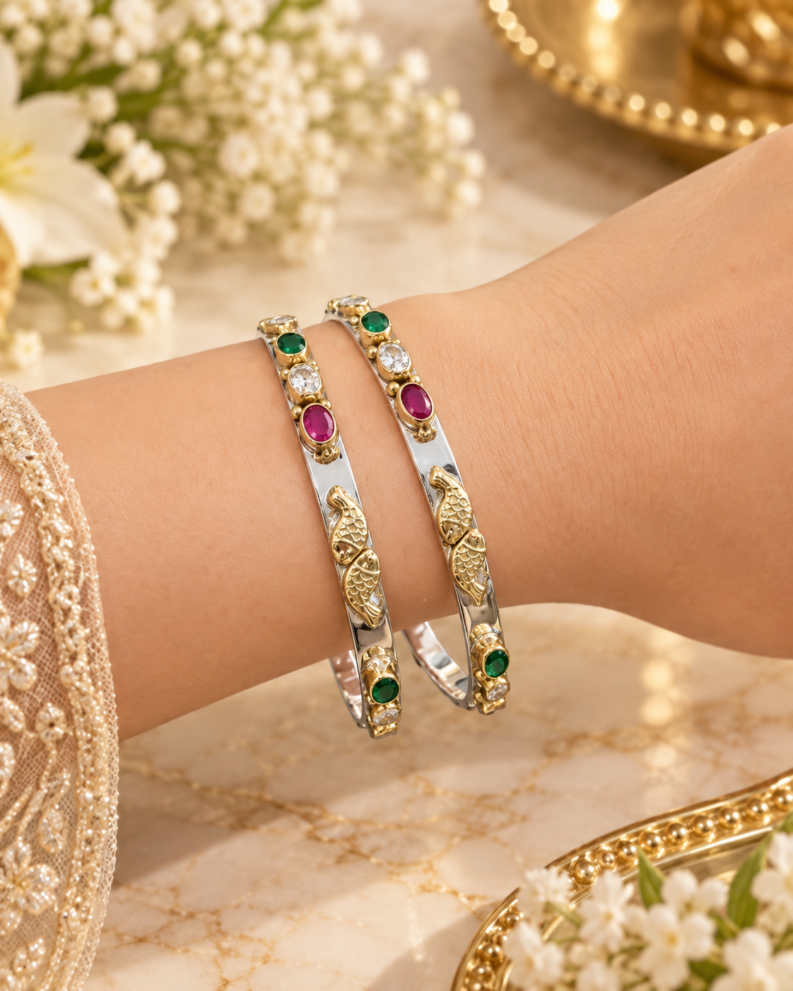 925 SILVER JODHPURI BANGLES SIZE 2.5 LB069