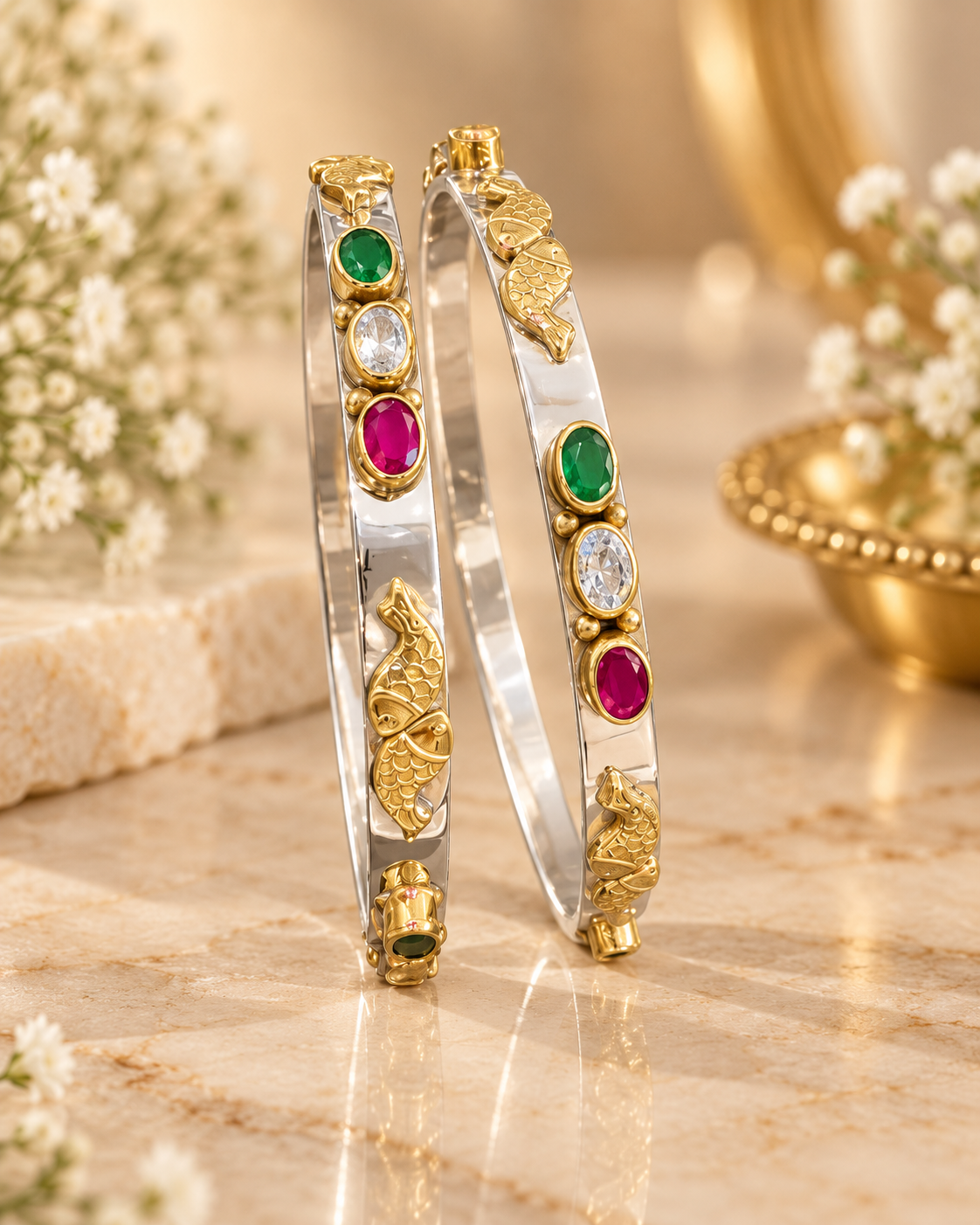 925 SILVER JODHPURI BANGLES SIZE 2.5 LB069