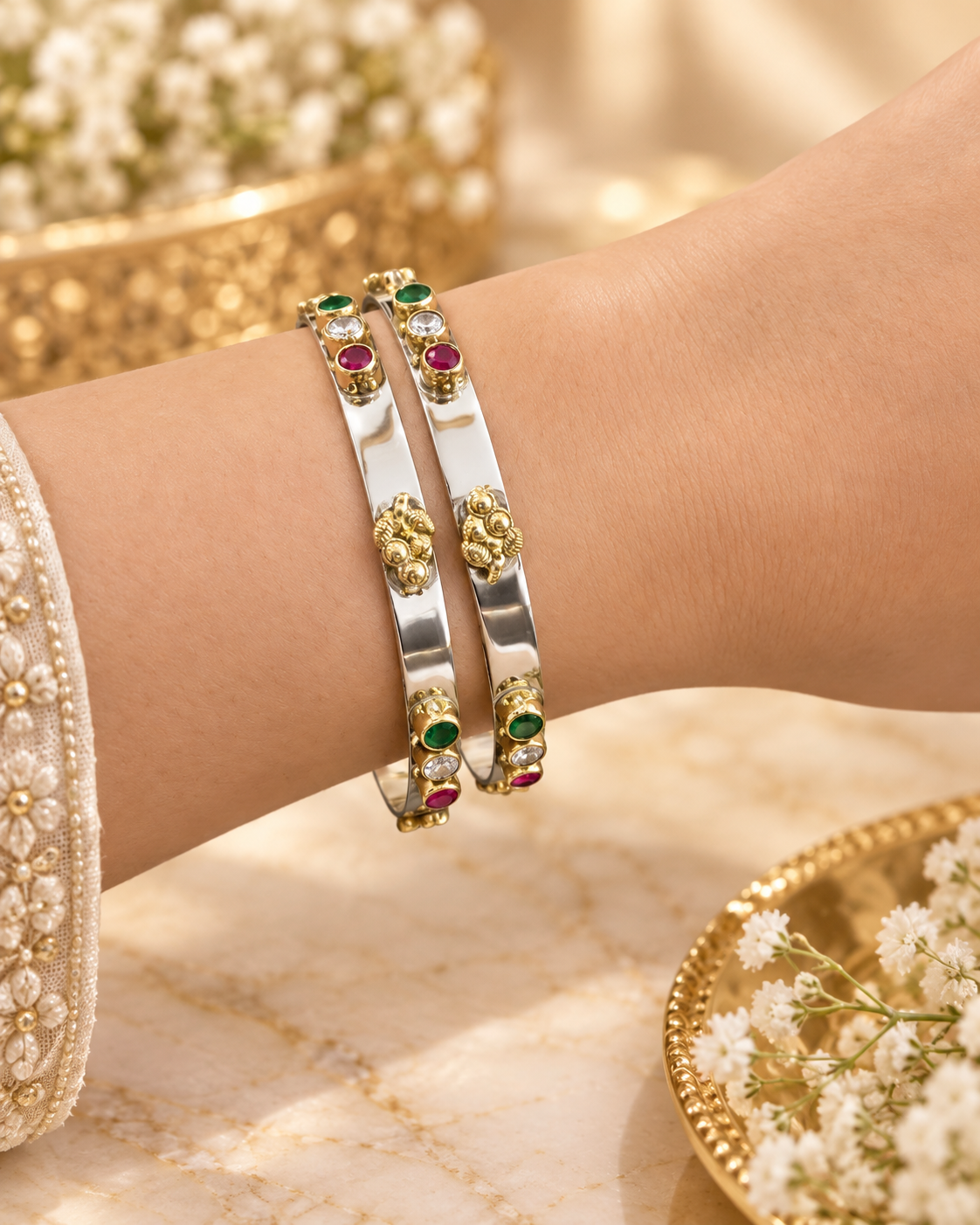 925 SILVER JODHPURI BANGLES SIZE 2.4 LB058