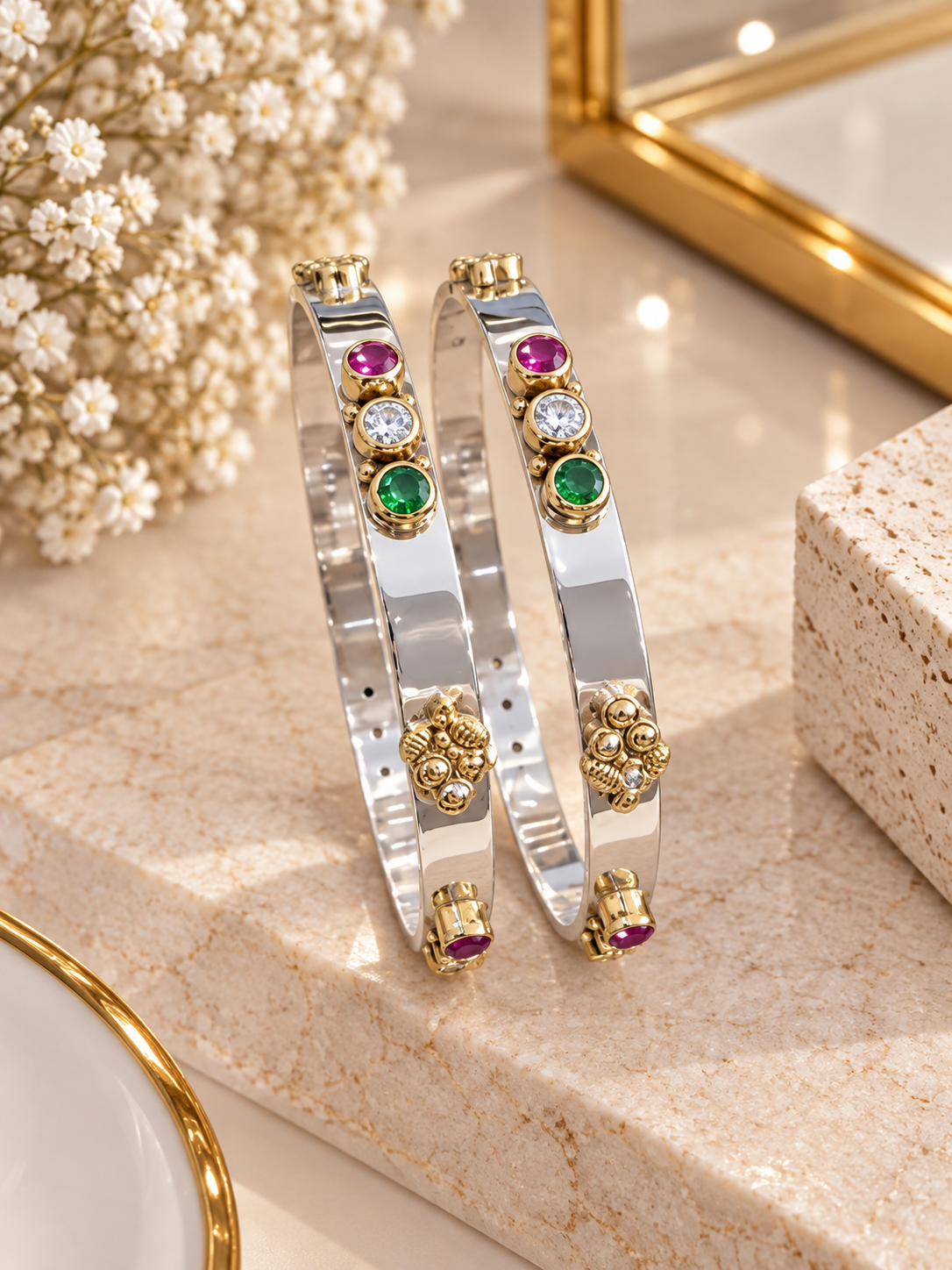 925 SILVER JODHPURI BANGLES SIZE 2.4 LB058