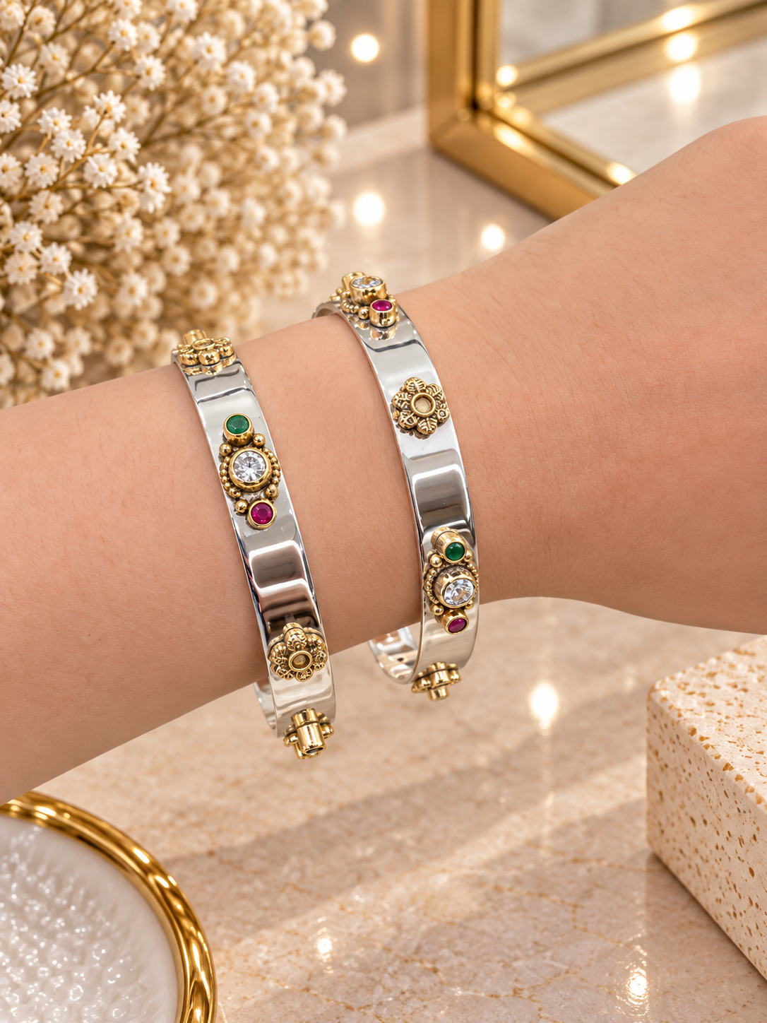 925 SILVER JODHPURI BANGLES SIZE 2.5 LB054