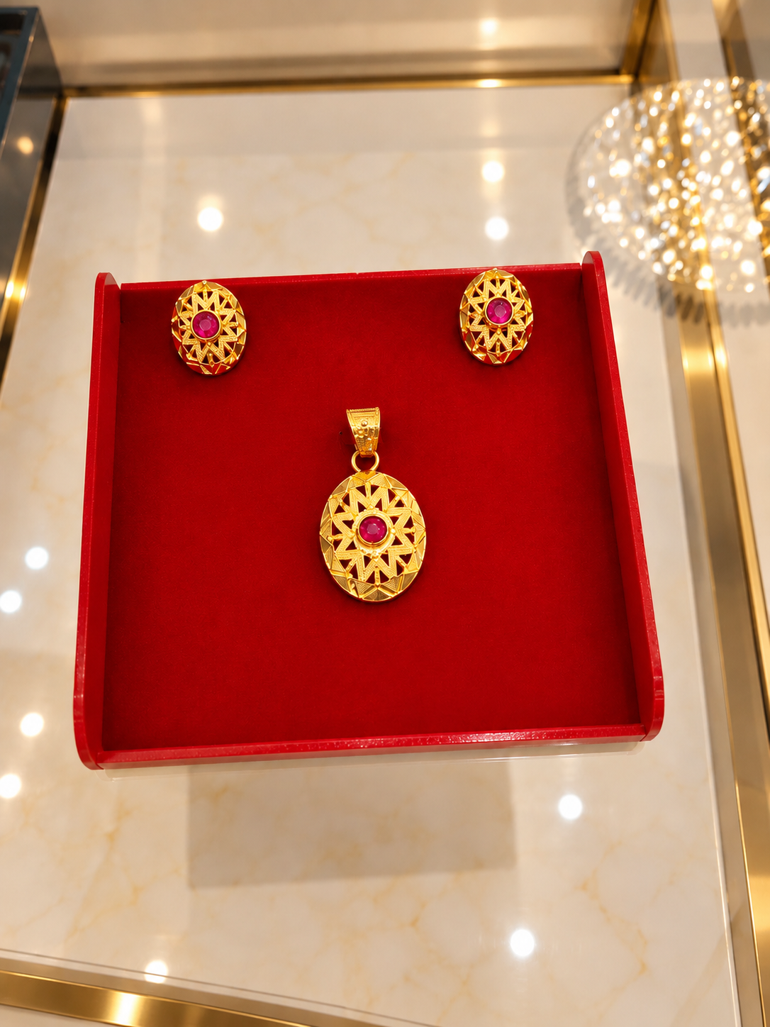 PURE SILVER GOLD PLATED PENDANT SET GP210