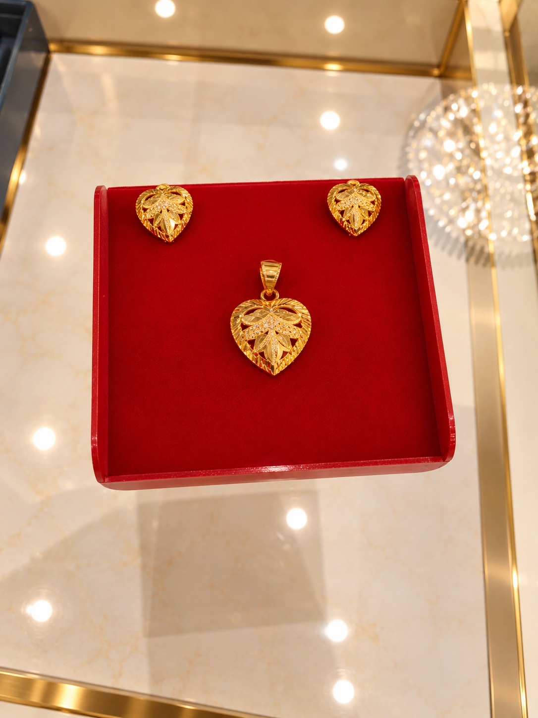 PURE SILVER GOLD PLATED PENDANT SET GP211