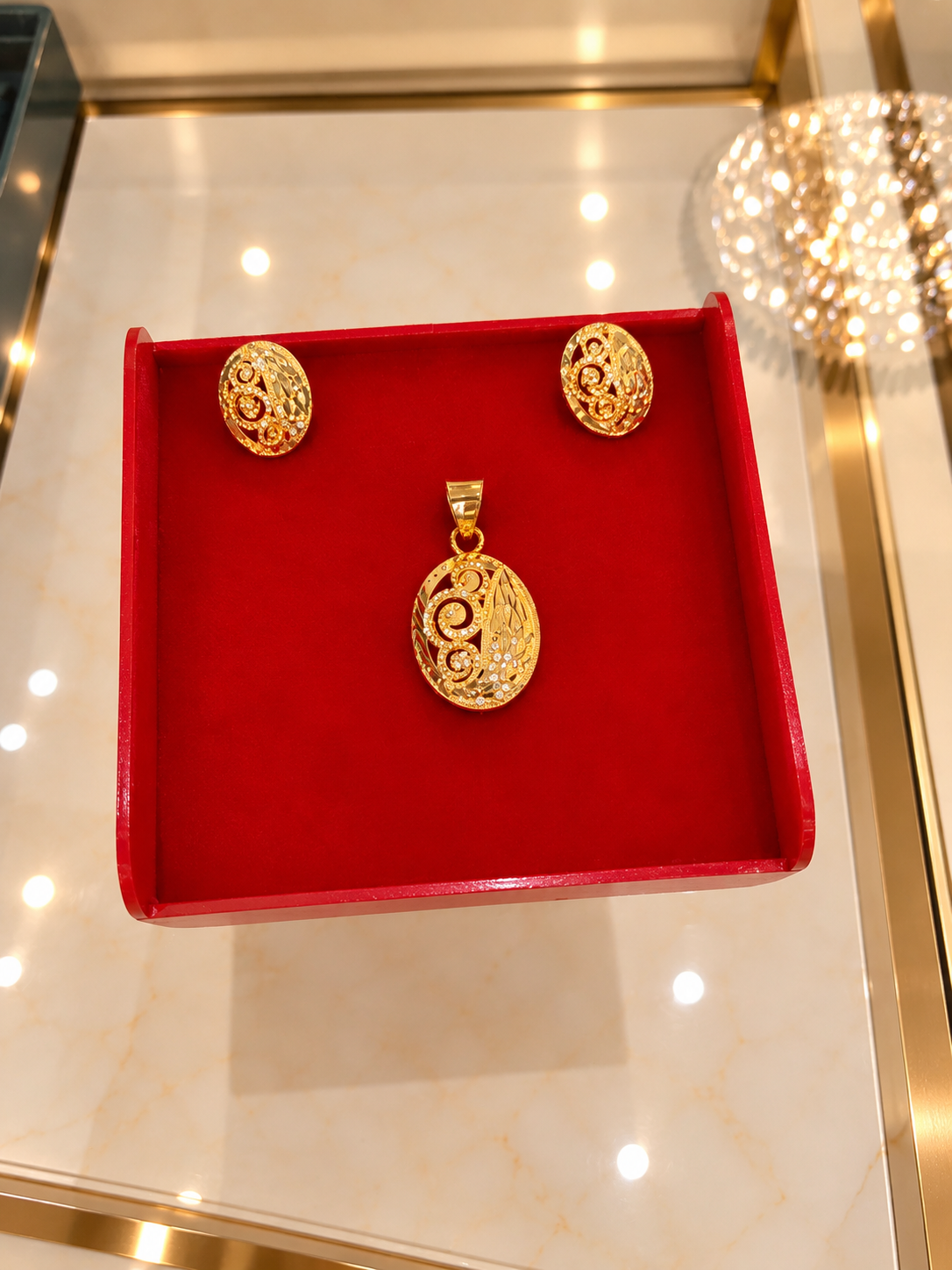 PURE SILVER GOLD PLATED PENDANT SET GP212