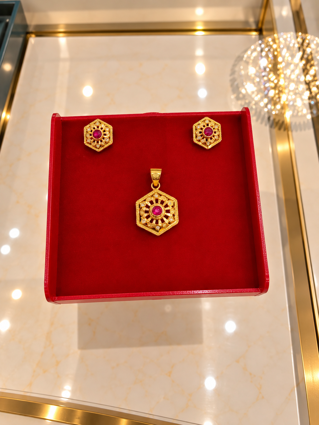 PURE SILVER GOLD PLATED PENDANT SET GP209