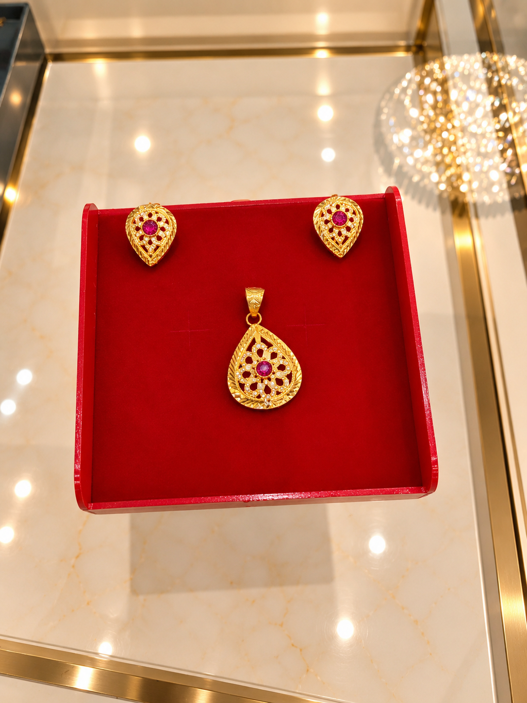PURE SILVER GOLD PLATED PENDANT SET GP208