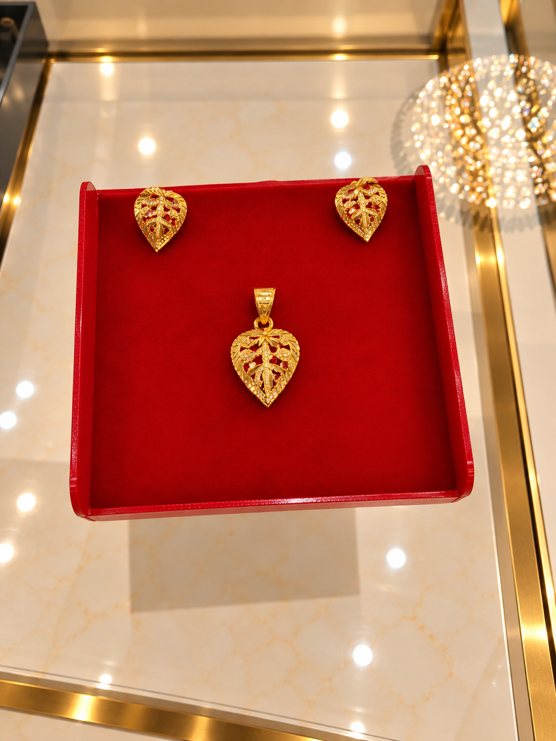 PURE SILVER GOLD PLATED PENDANT SET GP207