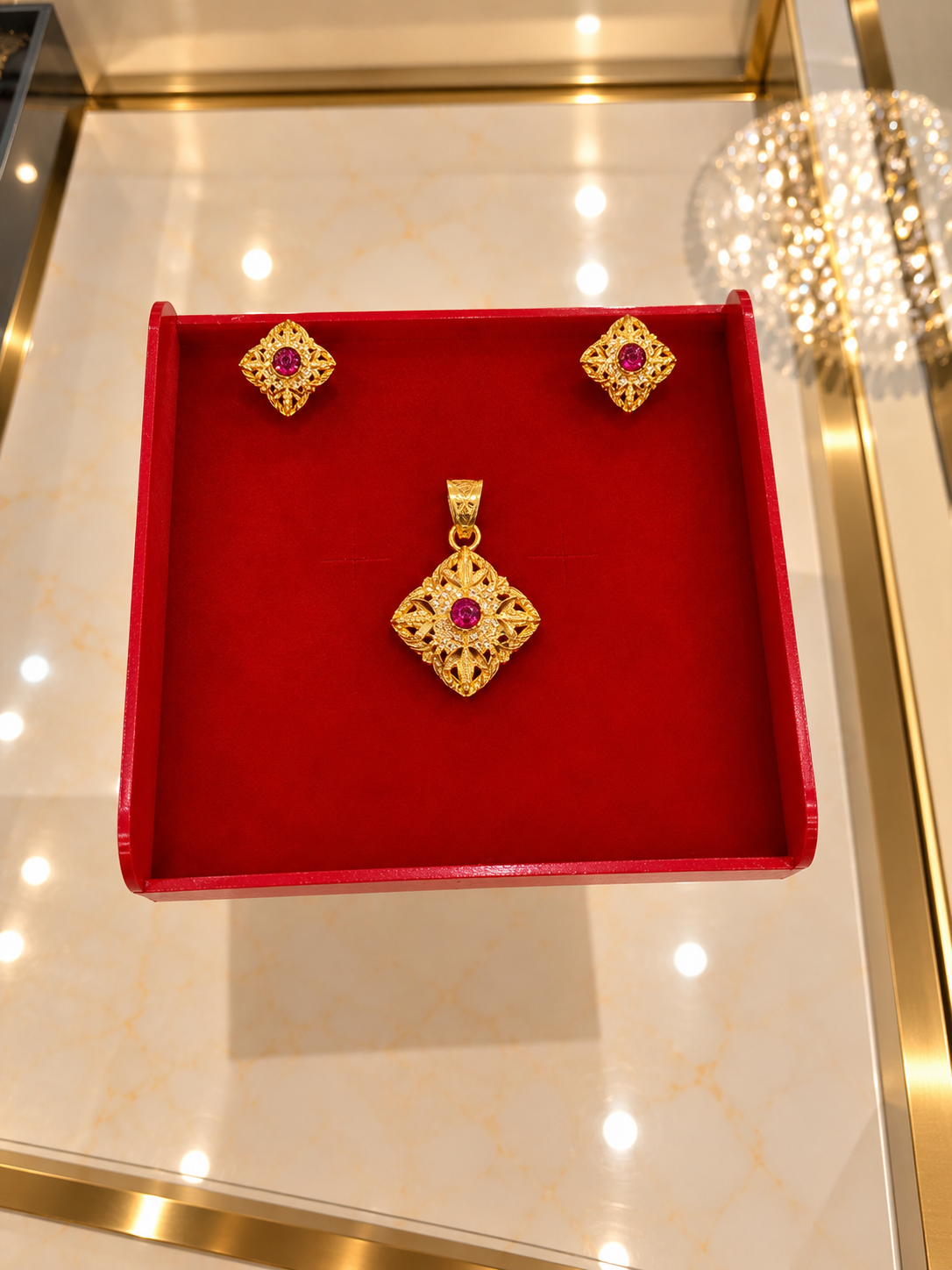 PURE SILVER GOLD PLATED PENDANT SET GP206