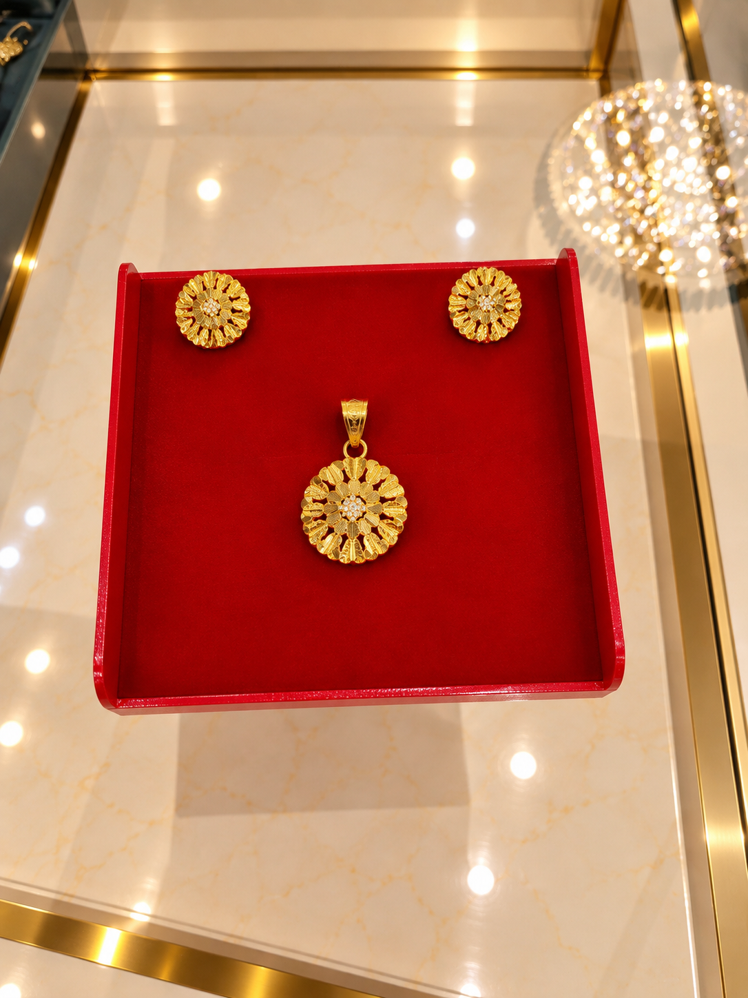 PURE SILVER GOLD PLATED PENDAT SET GP205