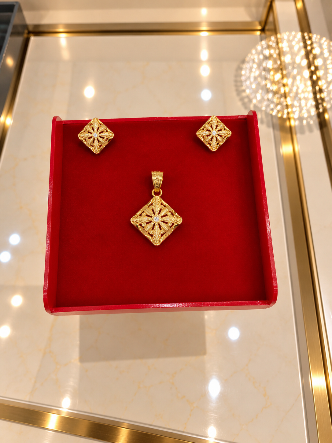 PURE SILVER GOLD PLATED PENDANT SET GP204