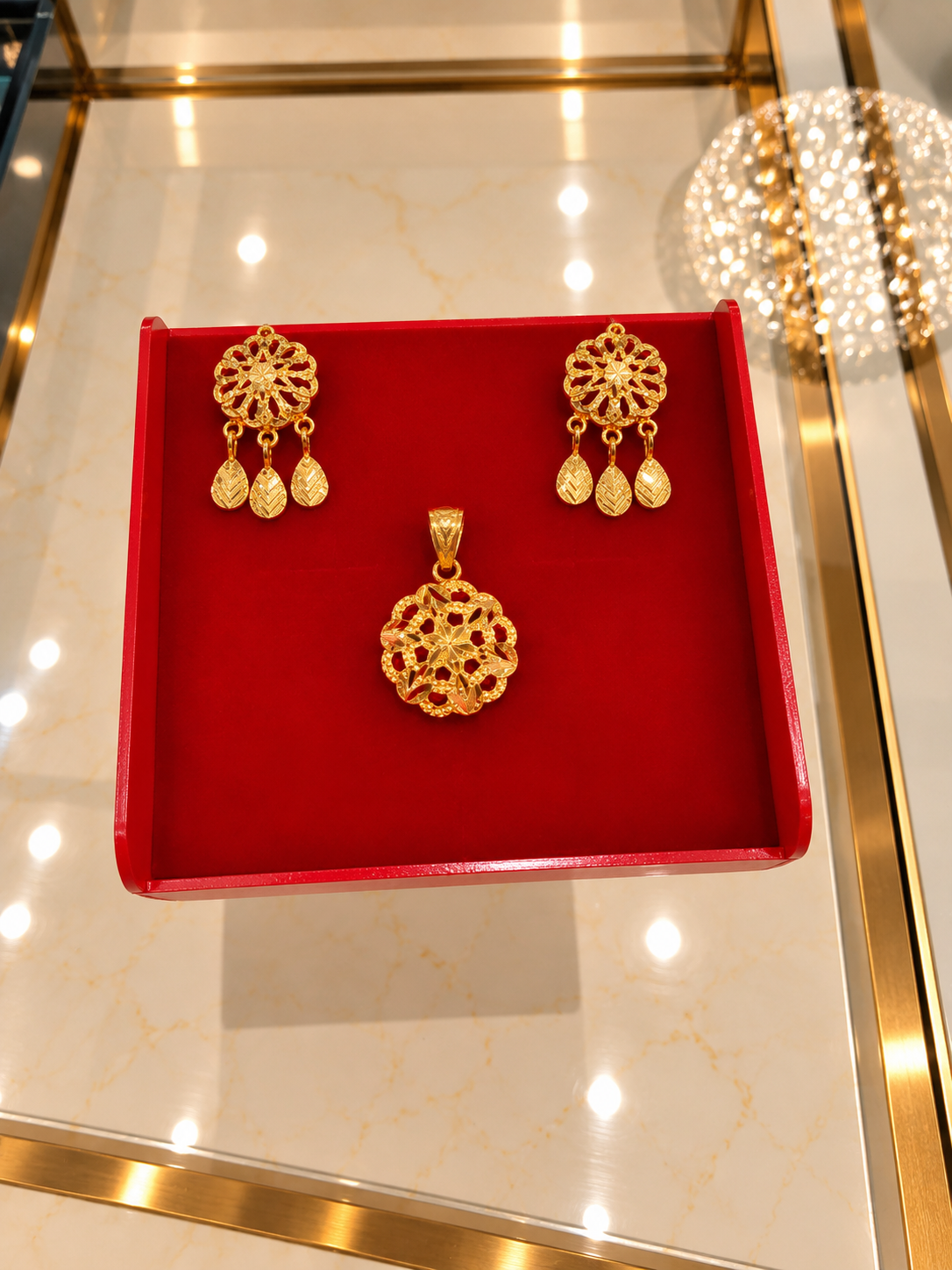 PURE SILVER GOLD PLATED PENDANT SET GP203