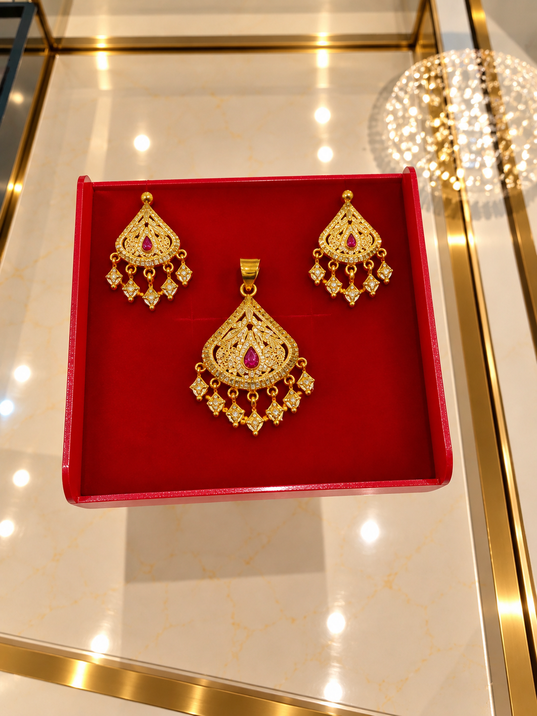 PURE SILVER GOLD PLATED PENDANT SET GP218