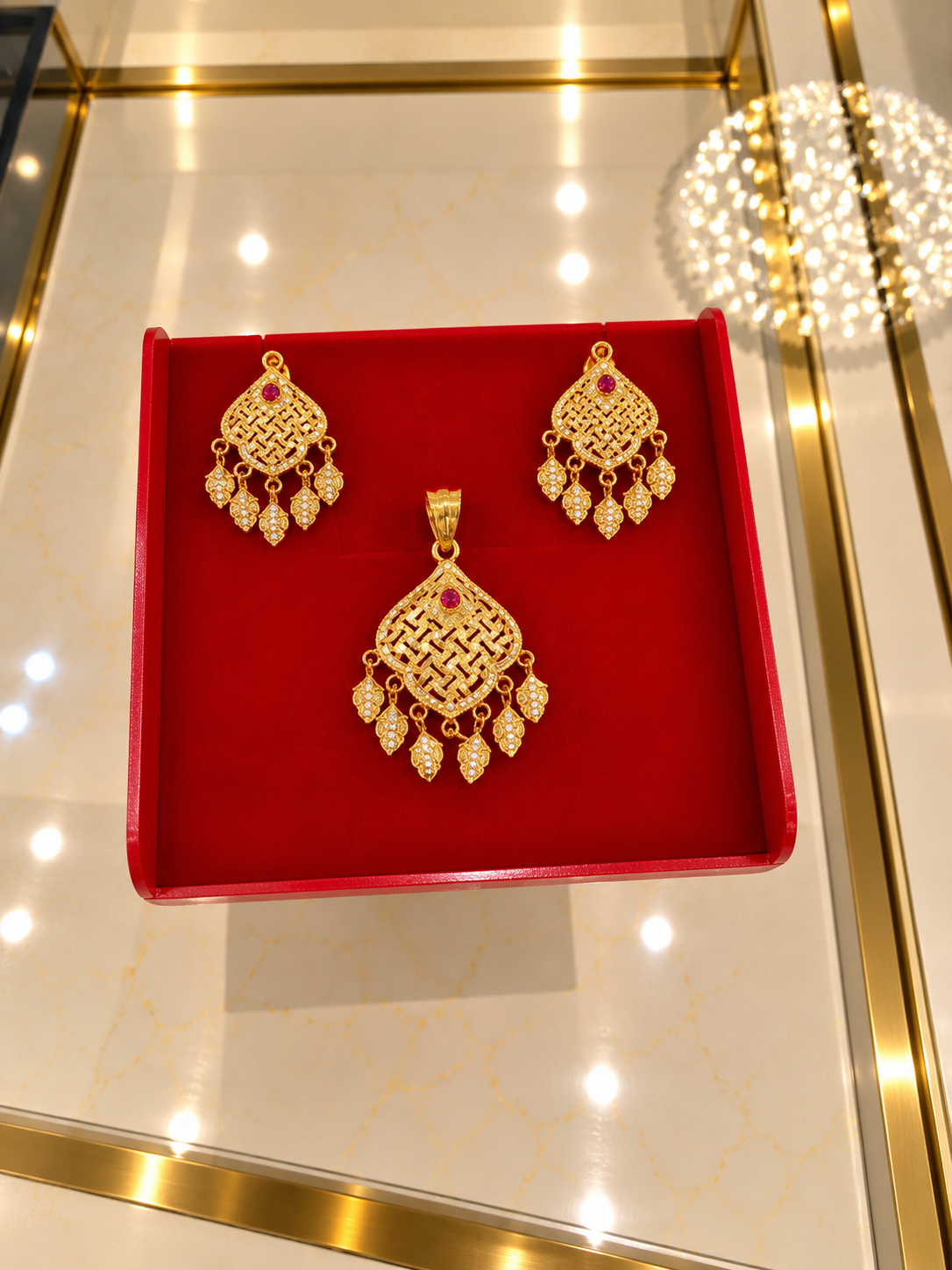 PURE SILVER GOLD PLATED PENDANT SET GP222
