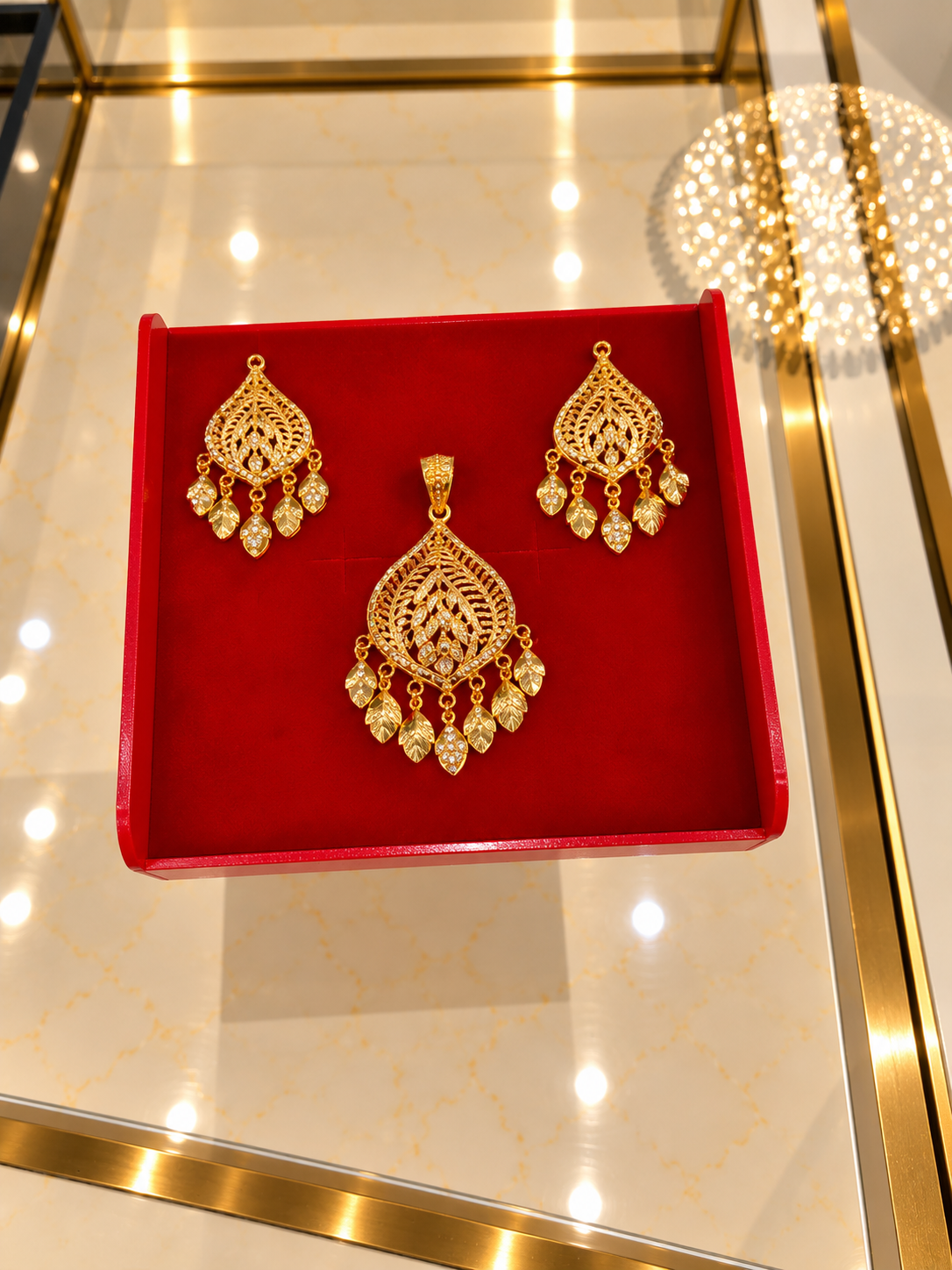PURE SILVER GOLD PLATED PENDANT SET GP221