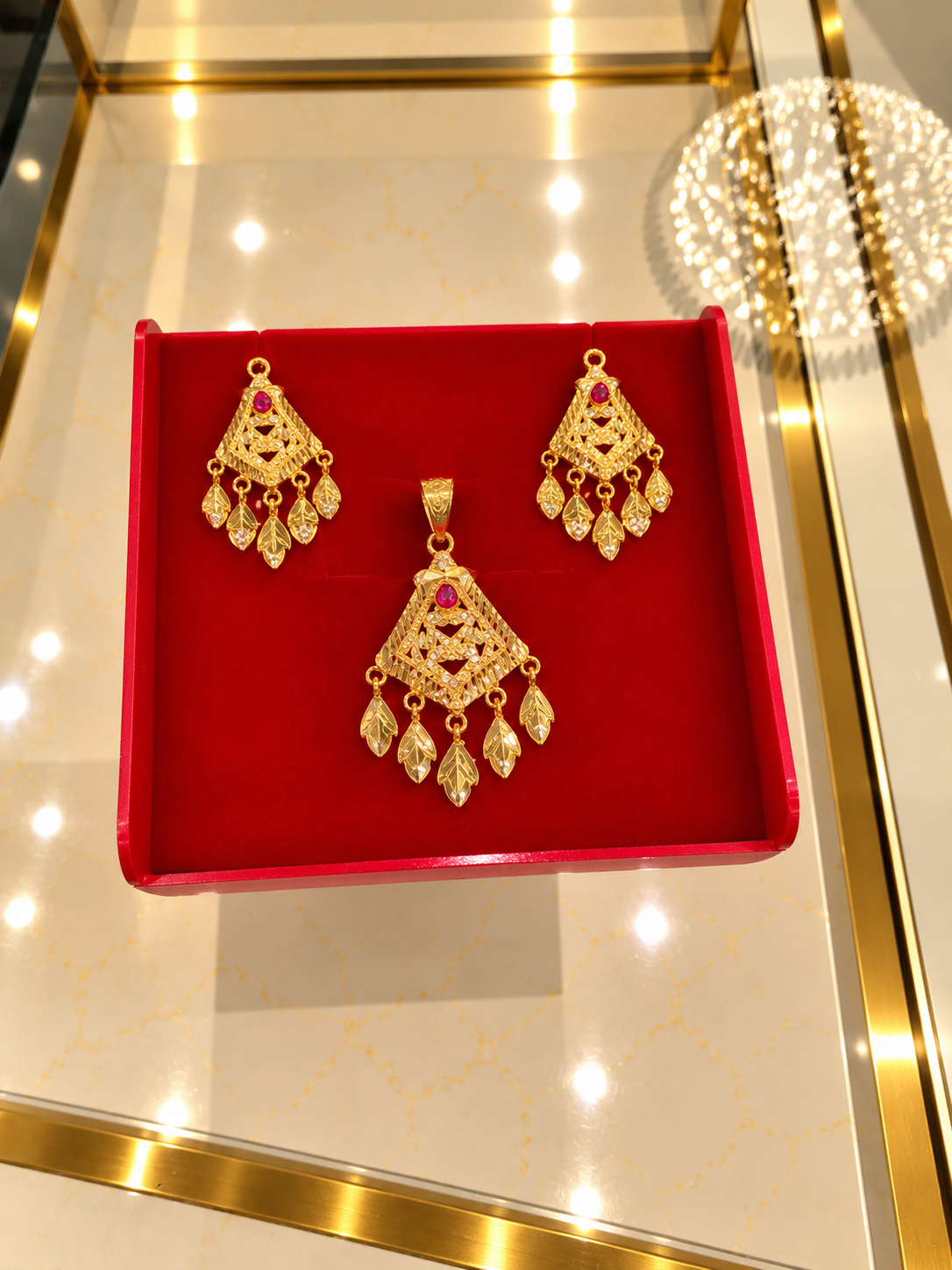 PURE SILVER GOLD PLATED PENDANT SET GP220