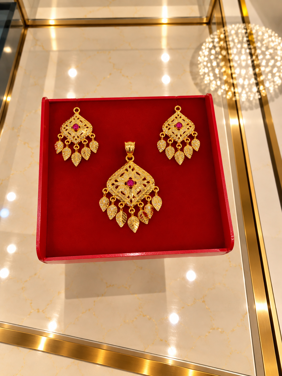 PURE SILVER GOLD PLATED PENDANT SET GP219