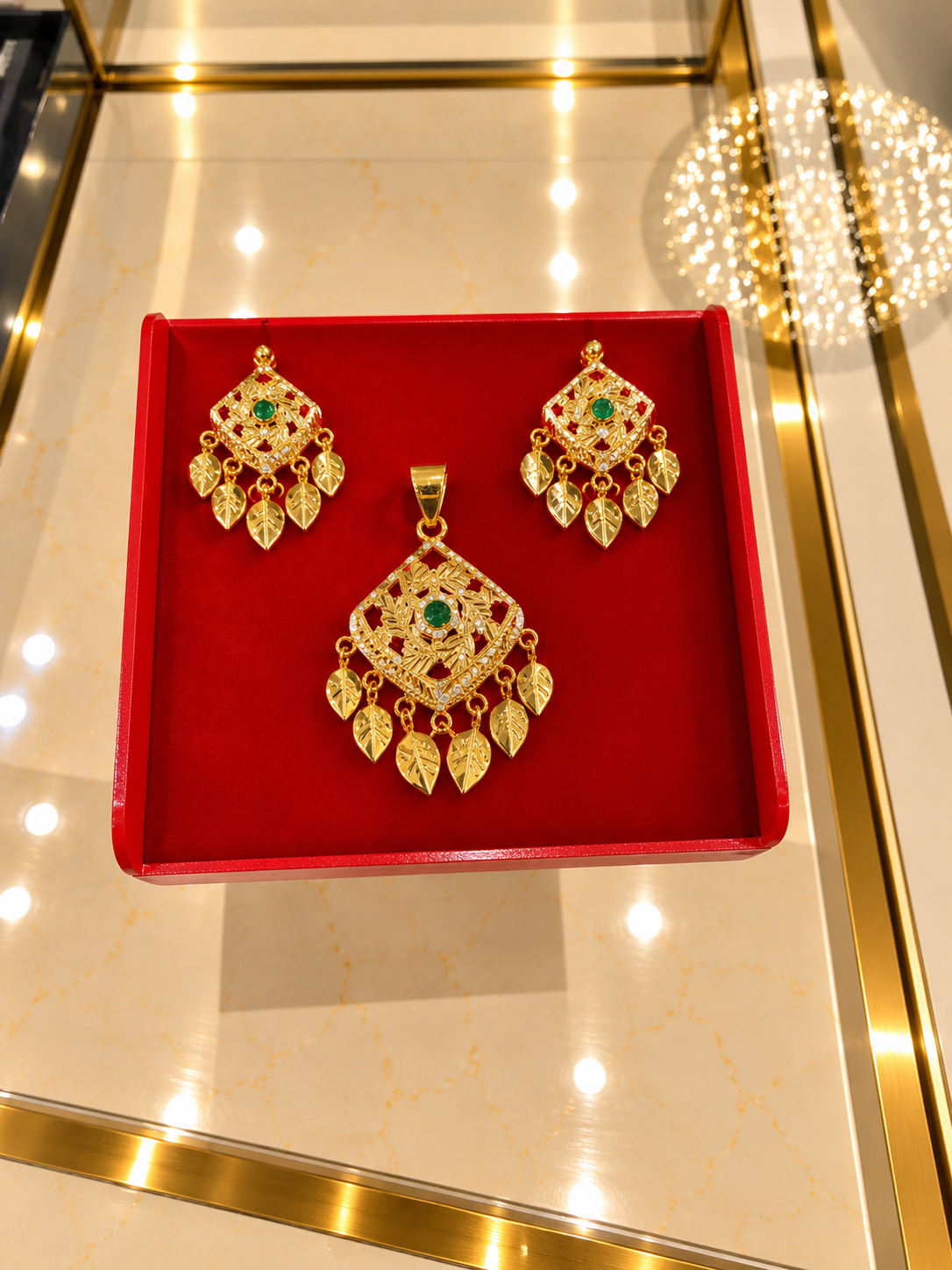 PURE SILVER GOLD PLATED PENDANT SET GP217