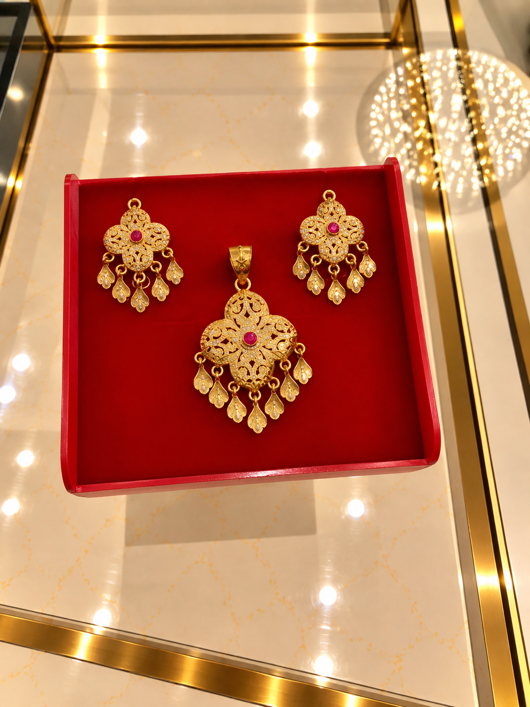 PURE SILVER GOLD PLATED PENDANT SET GP216