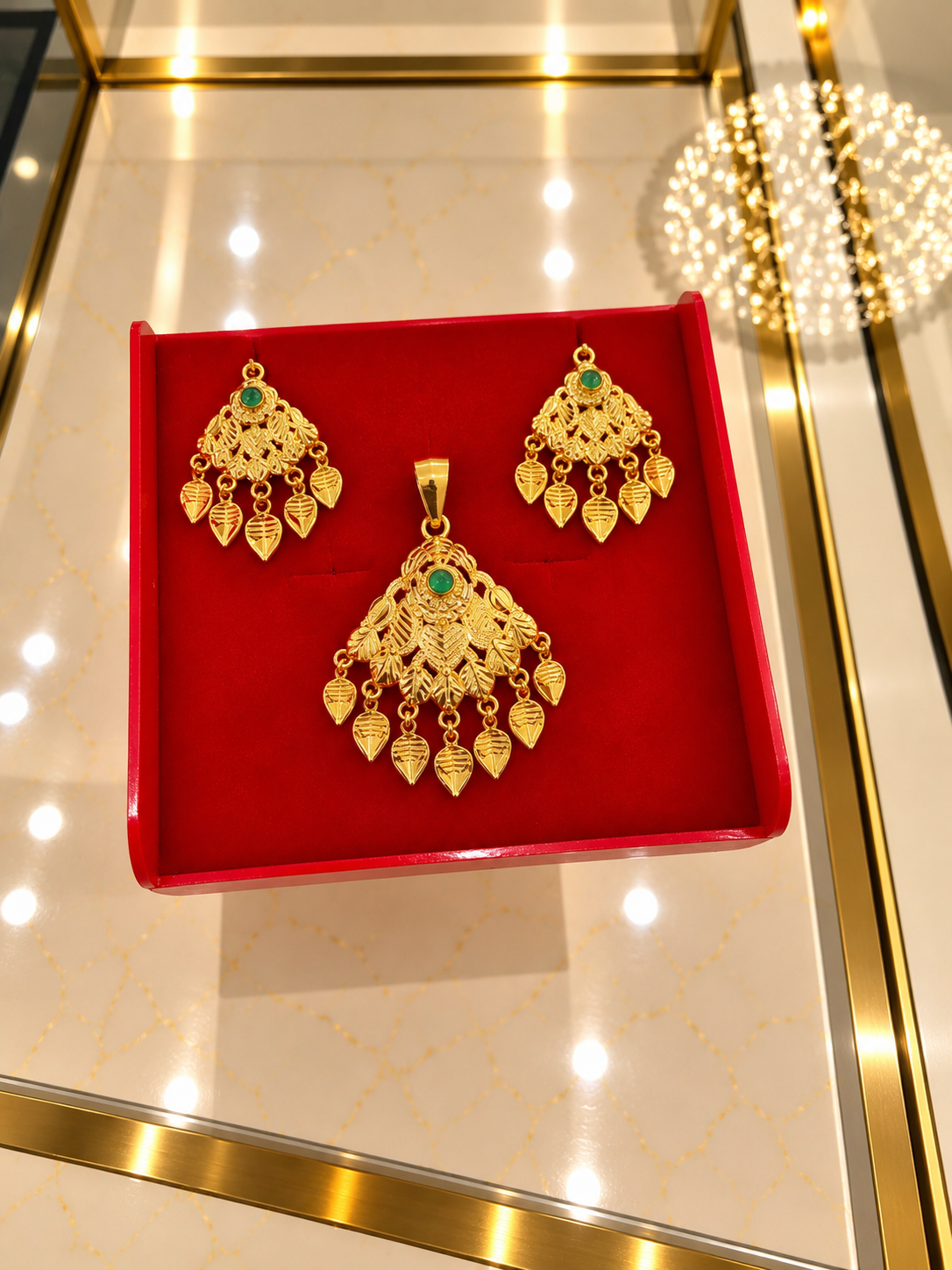 PURE SILVER GOLD PLATED PENDANT SET GP215