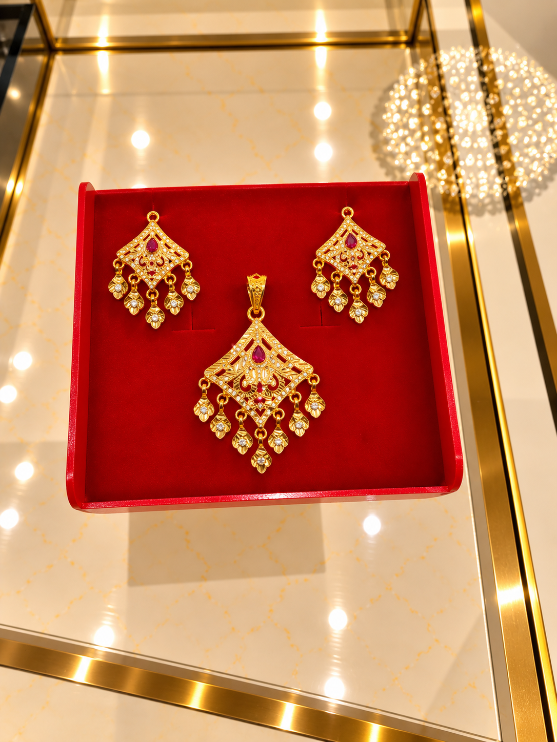 PURE SILVER GOLD PLATED PENDANT SET GP214