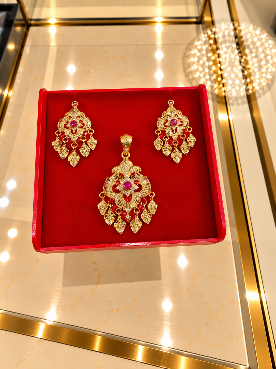 PURE SILVER GOLD PLATED PENDANT SET GP202