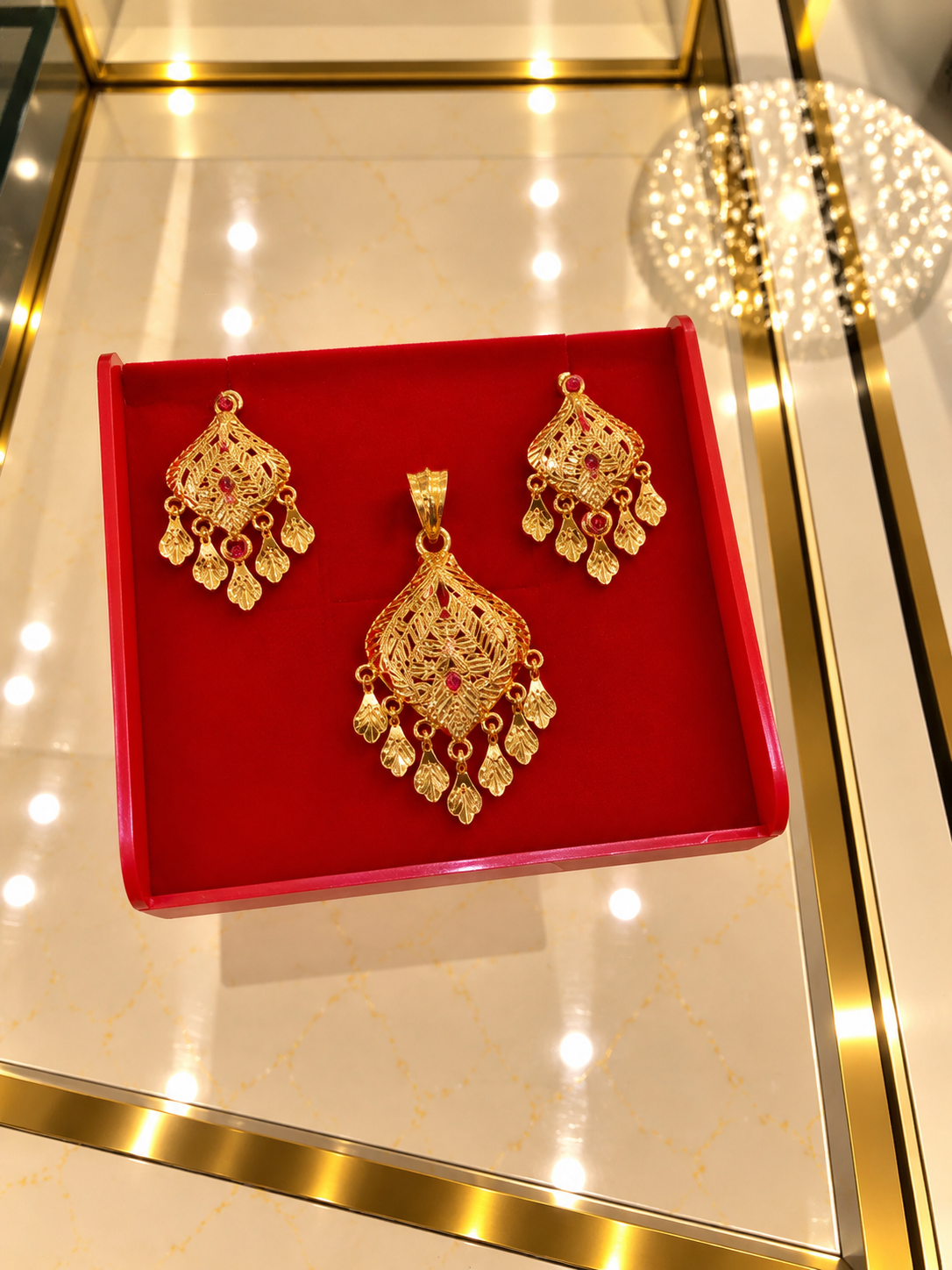 PURE SILVER GOLD PLATED PENDANT SET GP201