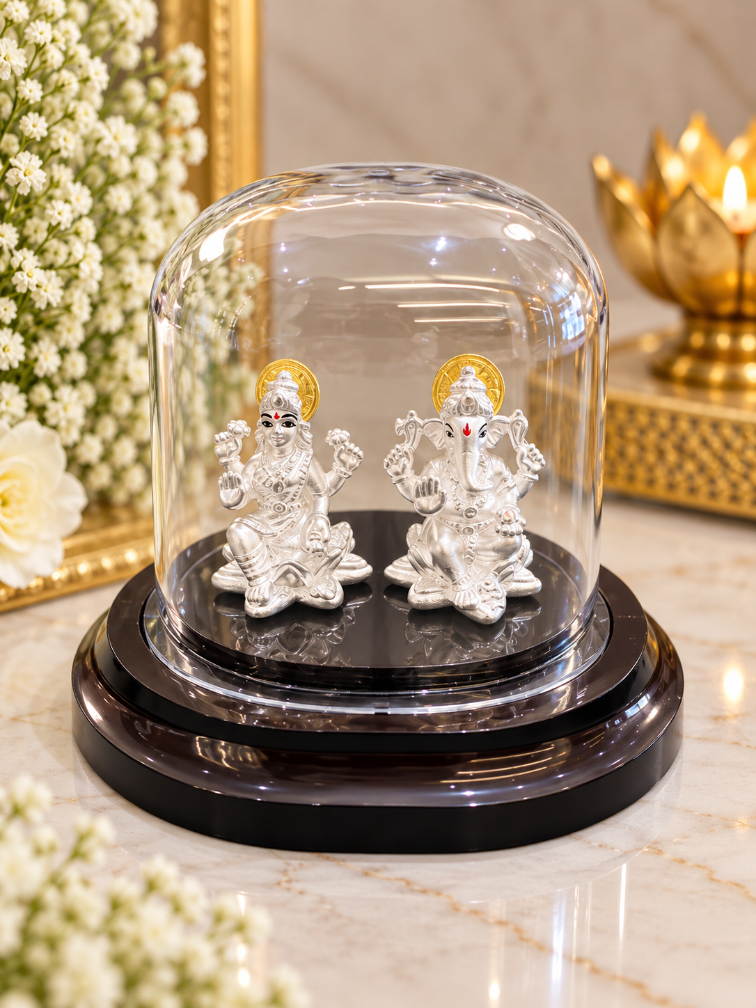 PURE SILVER GANESH LAKSHMI JI IDOL