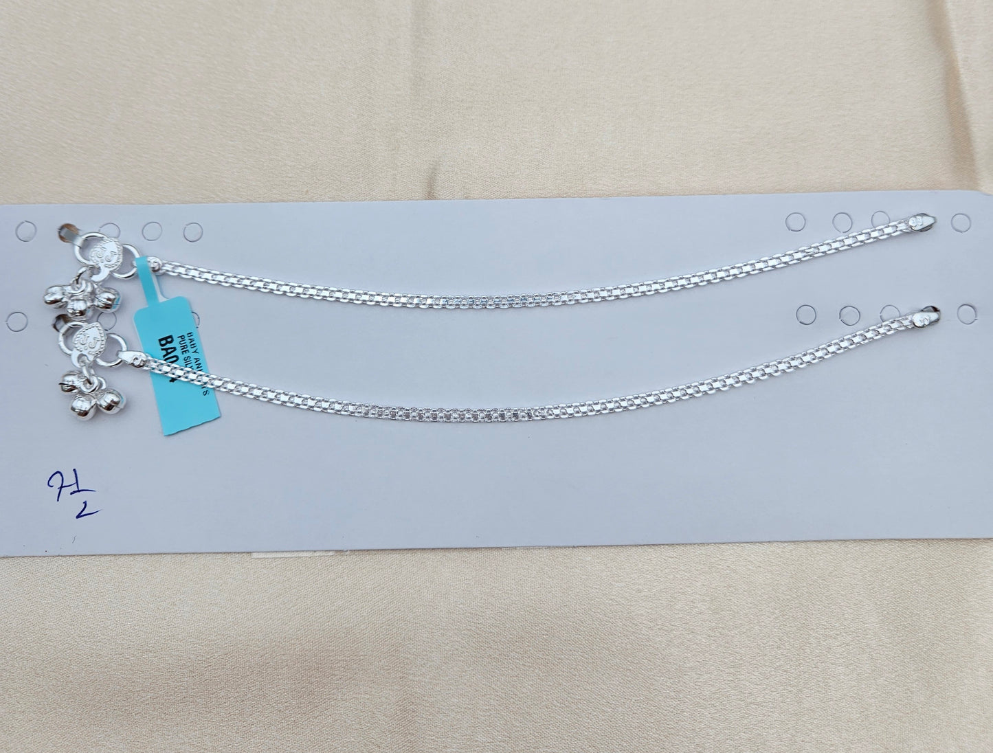 BABY SILVER ANKLETS SIZE 7.5 BA044
