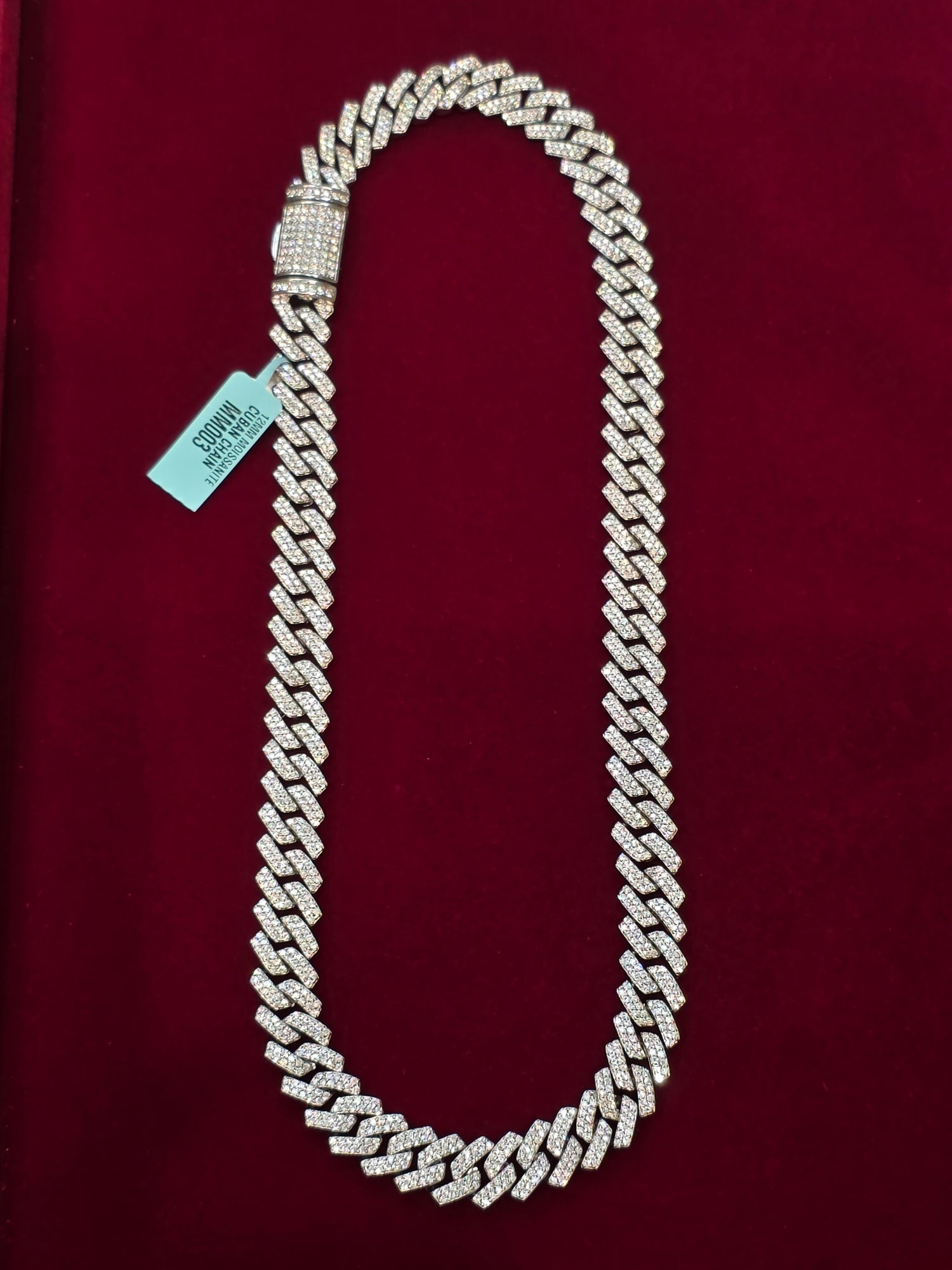 SILVER MOISSANITE CUBAN CHAIN MM003