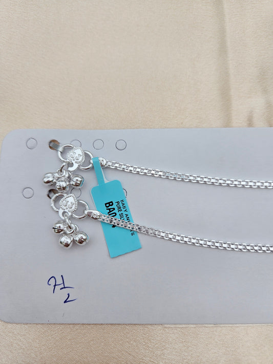 BABY SILVER ANKLETS SIZE 7.5 BA044