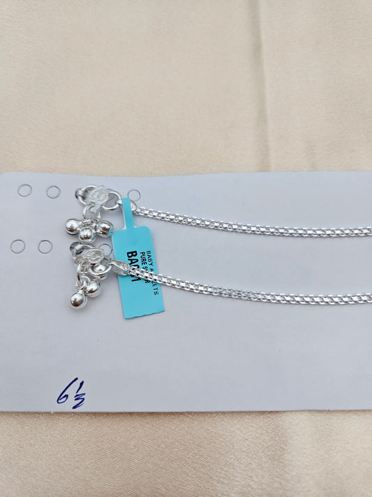 BABY SILVER ANKLETS 6.5 SIZE BA031