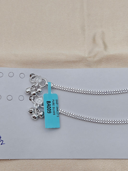 BABY SILVER ANKLETS SIZE 5.5 BA009