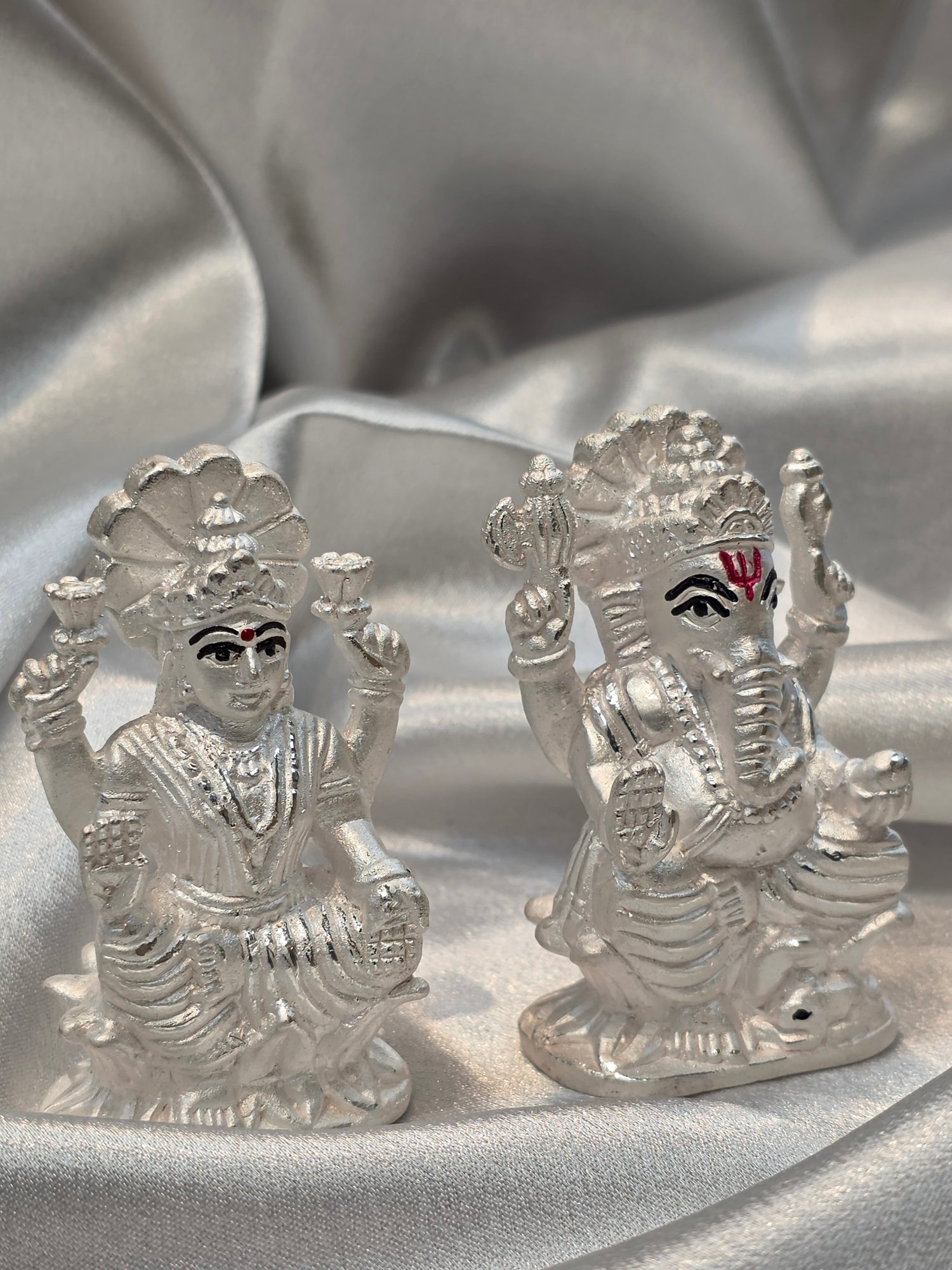 PURE SILVER LAKSHMI JI GANESH JI IDOL AC324