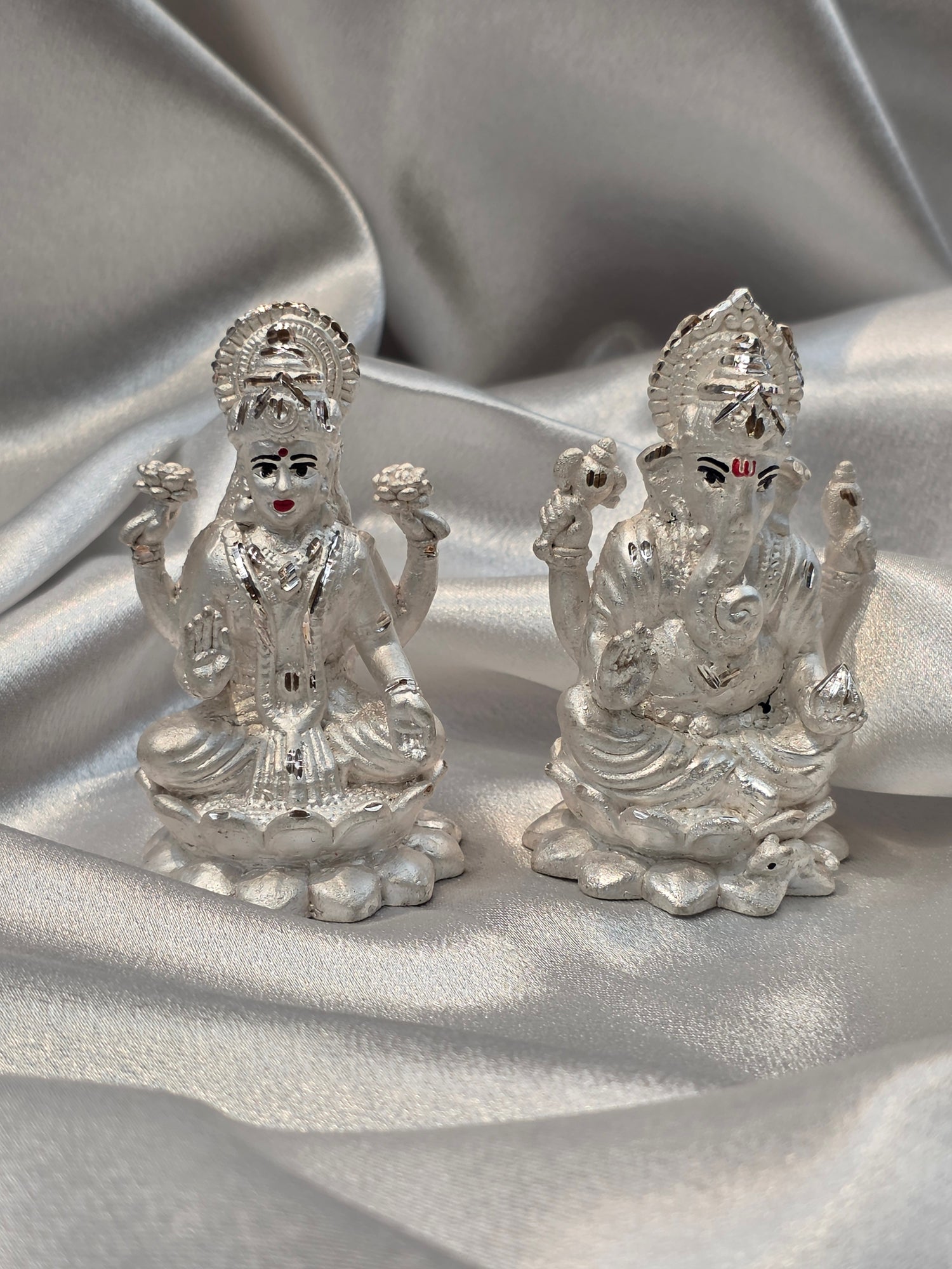 PURE SILVER LAKSHMI JI GANESH JI IDOL AC263