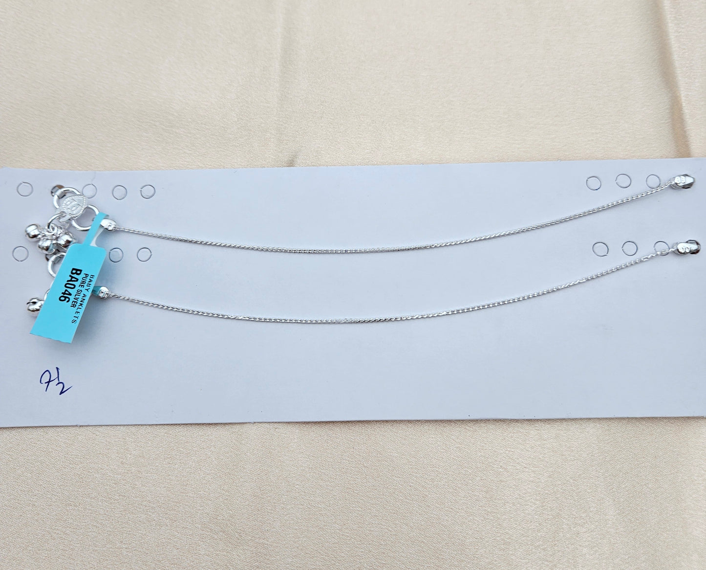BABY SILVER ANKLETS SIZE 7.5 BA046