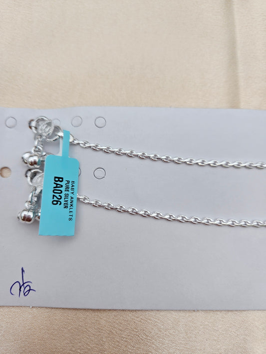 BABY SILVER ANKLETS 7.5 SIZE BA026